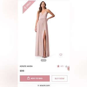 Azazie Aaida bridesmaid dress, size 4, color: dusty rose
